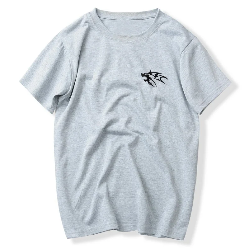 Summer Men's T-Shirt 5XL Wolf Large Size Large 6XL 7XL 8XL Casual T-Shirt with Cotton Print Home Loose Navy Blue