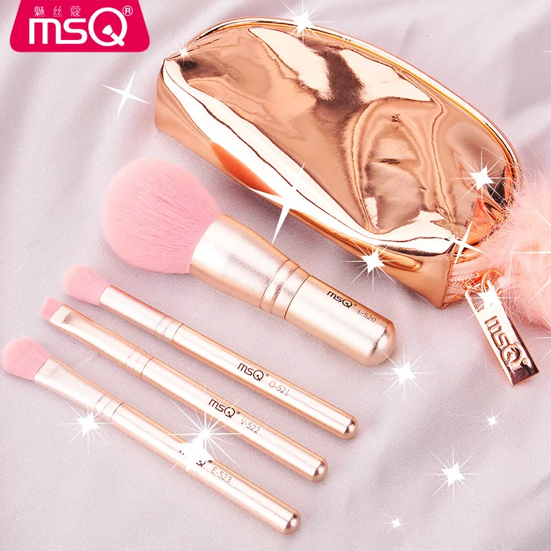 

MSQ 4PCS Mini Makeup Brushes Set Foundation Eyeshadow Make Up Brush Set pincel maquiagem Soft Synthetic Hair Natural Wood Handle