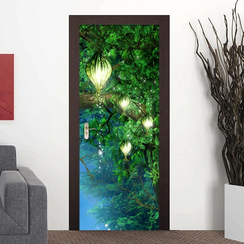 DIY самоклеющиеся водонепроницаемые листья наклейки дерево Фреска 3D Шаг двери Стикеры бумажный плакат для печати художественные фотографии украшения дома