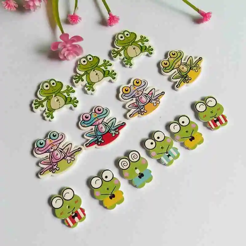 

40PCs Mixed 2 Holes Natural Wooden Buttons frog Scrapbooking Decorative Sewing Accessories For Craft Painting