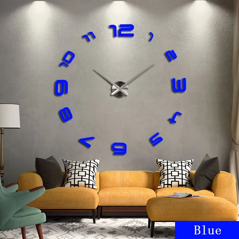 Лучшие продажи 3D модные настенные часы кварцевые Стрелка для часов домашний декор одиночные наклейки на стену часы гостиная натюрморт - Цвет: Deep Blue