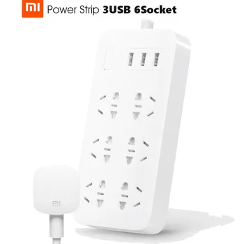 

Original Xiaomi MiJia Smart Power Strip 2A Fast Charging 3 USB Extension Socket Plug 6 Standard Socket Adapter cable free ship
