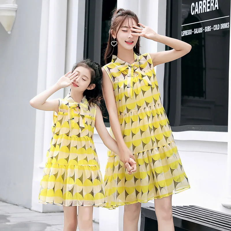 

2018 New Family matching clothes Fashion Fruit Color Mother and Daughter Clothes