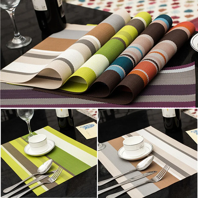 

5 Color Dining Table Mat Kitchen Accessories Silicone Pvc Placemat Pad Placemats for Table Waterproof Heat Insulation Placemats