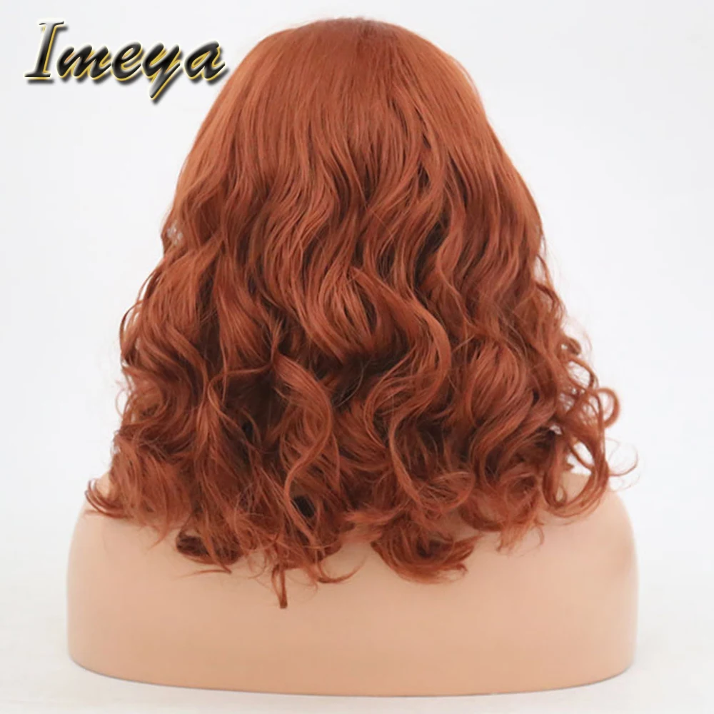Imeya Короткие Свободные волны Искусственные парики высокое температура Синтетические волосы на кружеве парик для женщин боковая часть