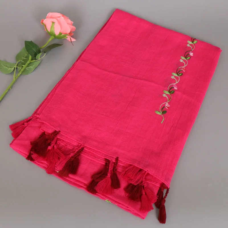 Модный богемный шарф-шаль из вискозы с цветочной кисточкой и цепочкой, женский теплый шарф высокого качества в этническом стиле, мусульманский хиджаб-снуд