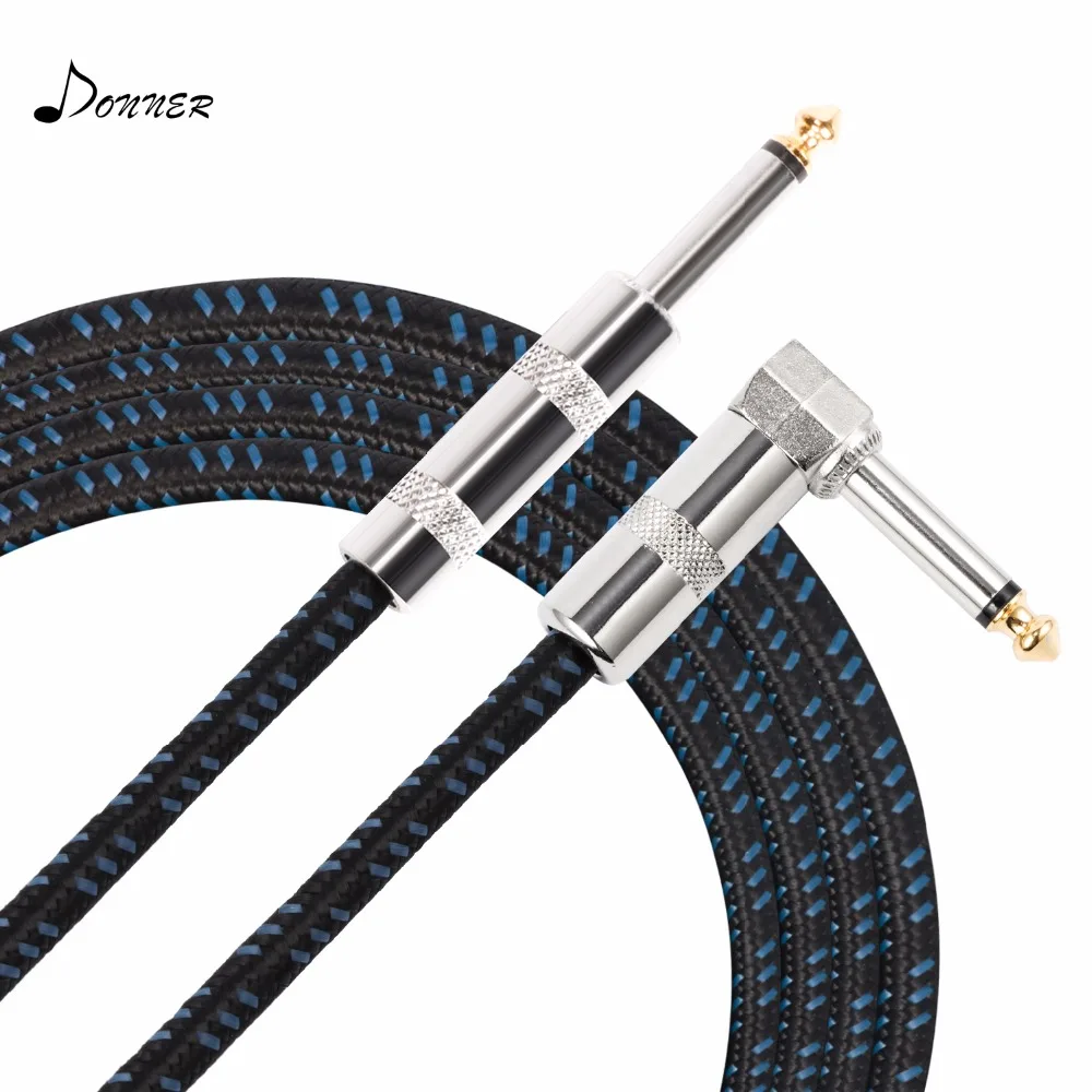 

Donner 18 feet Guitar Cable Premium Electric Instrument Bass Cable AMP Cord 1/4 Right Angle to Straight