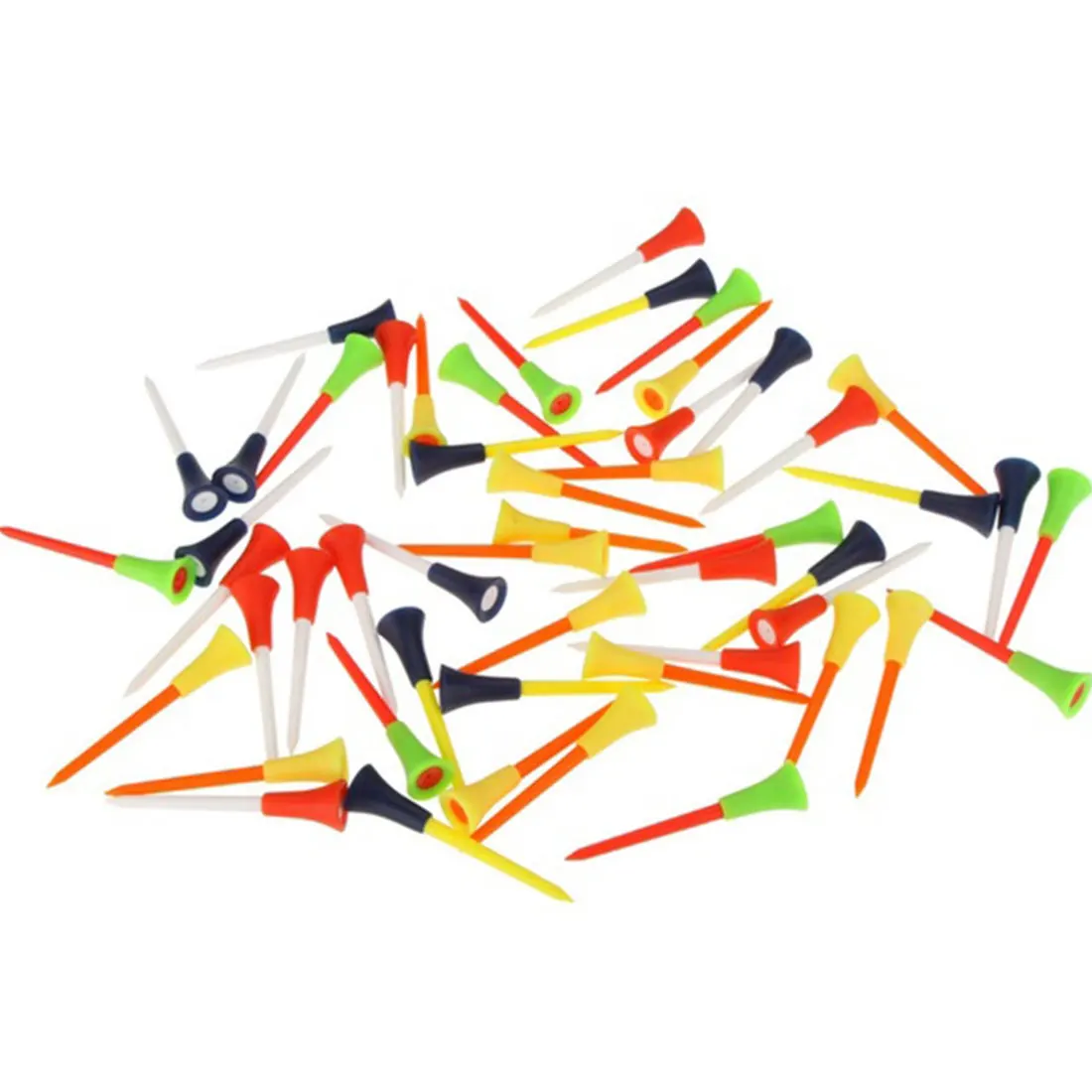 50PC Multi Color Plastic Golf Tees 83mm Durable Rubber Cushion Top Golf Tee With Golf Tees
