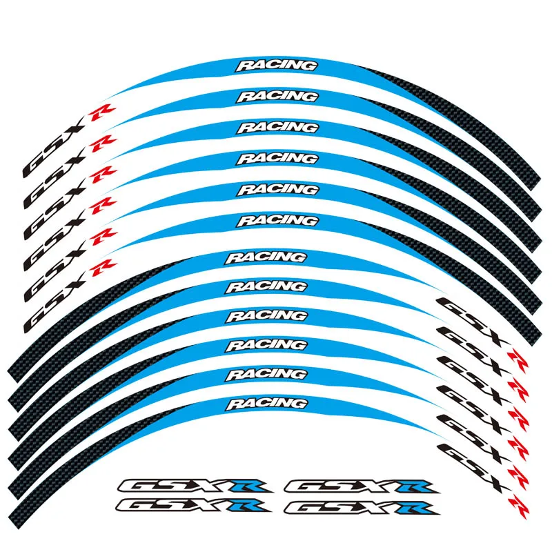Новая высококачественная наклейка для колес мотоцикла, 12 шт., светоотражающий обод в полоску для Suzuki, GSXR600 750 1000 250 400 - Цвет: 3