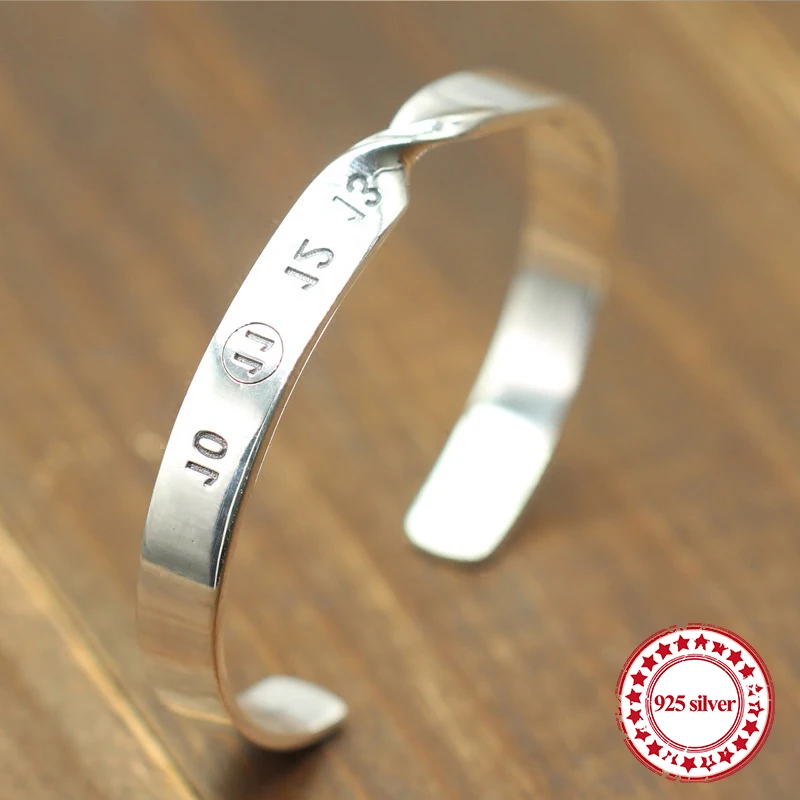 

S925 sterling silver open bracelet retro personality fashion with life style lovers simple atmosphere jewelry 2018 new Bangles
