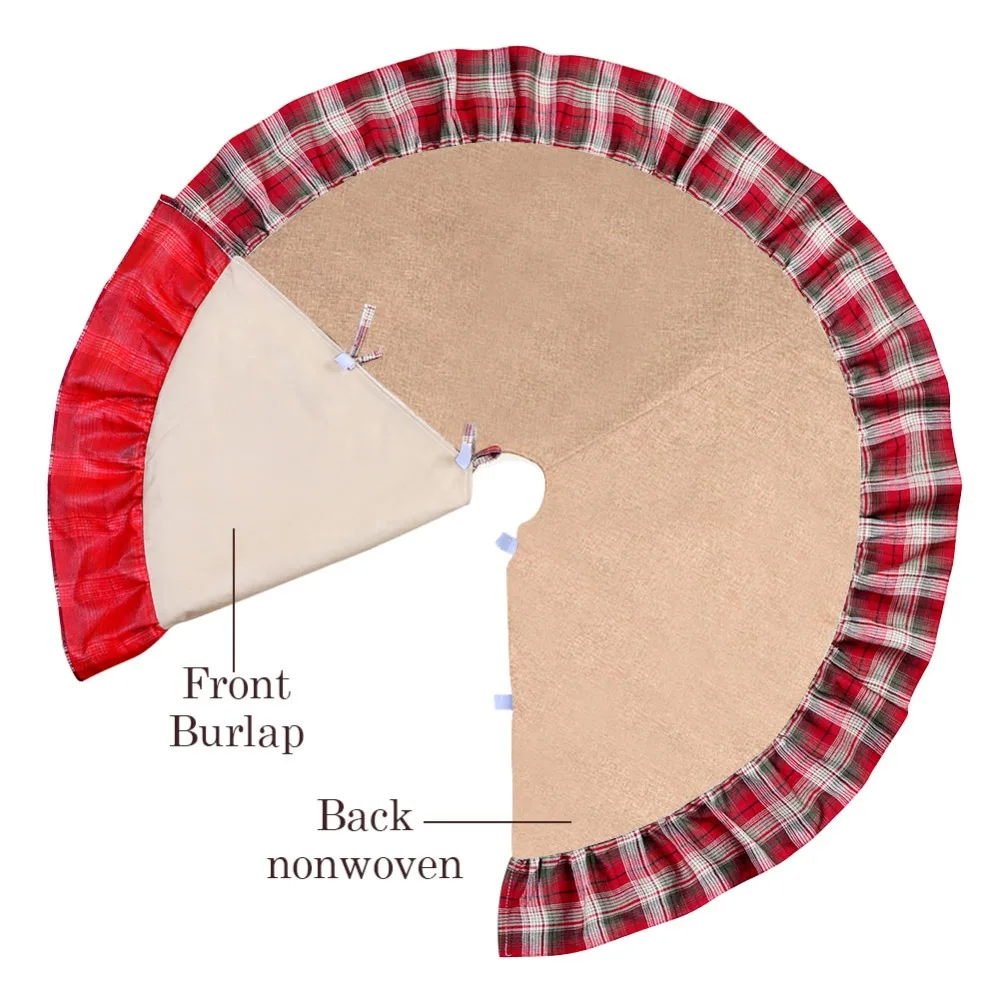 OurWarm 10 шт. 48 дюймов Buffalo Плед Рождественская елка юбка рождественские украшения для дома Рождественская елка украшения