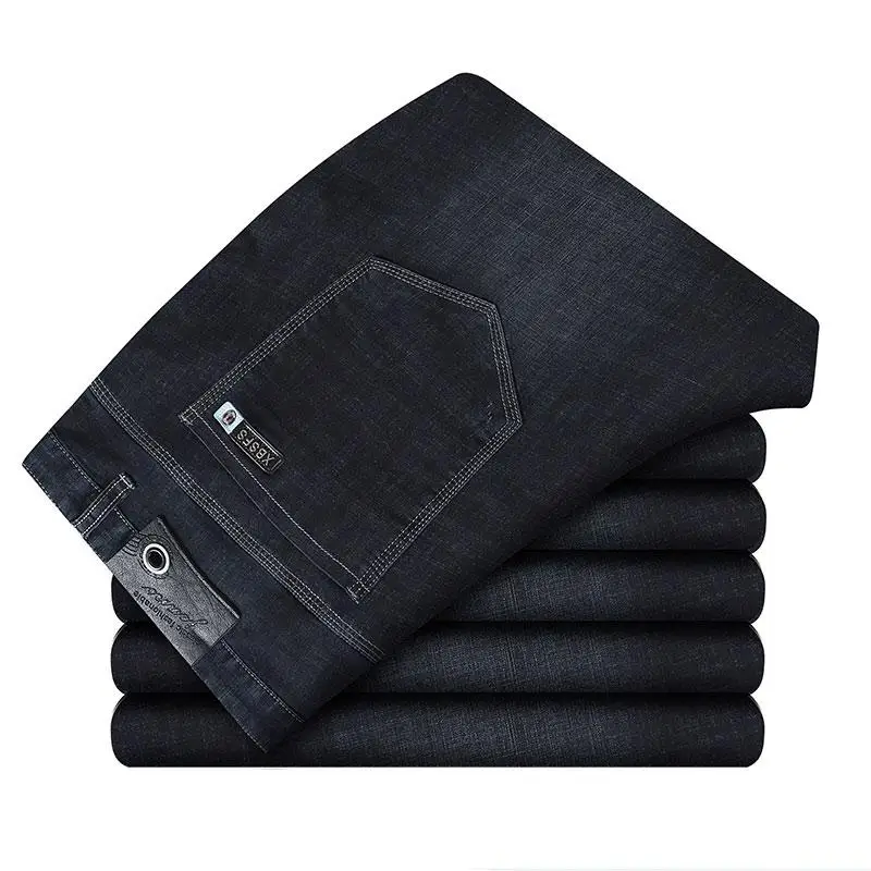 

Spring Men Straight Casual Loose Tide Brand Black Jeans New Style Fashion Pockets Male Long Trousers Large Size 43 44 45 46 48