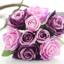 9 головок роза Искусственные цветы розовый белый пион шелковые свадебные Свадебный букет цветов Главная Garden вечерние Y Декоративные