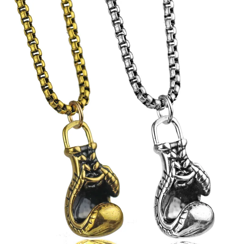 Boxing Glove Pendant Stainless Steel Fitness Necklaces Bodybuilding