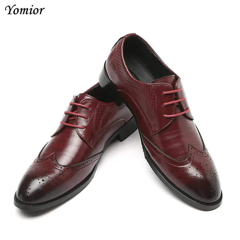 Festa azul Homens Dos Marca Lace Brogue Casamento up Genuíno Moda Azul Handmade De Vestido Clássico Sapatos Plataforma Yomior amarelo Preto Couro F76XHqw6x