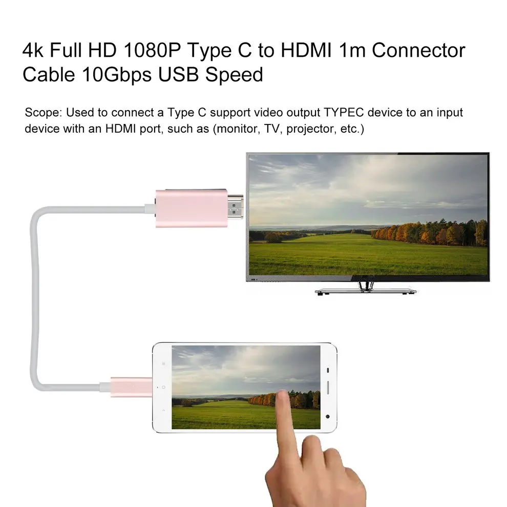 

5PCS 4k Ultra HD Full HD 1080P Type C to HDMI 1m Connector Cable Super USB speed 10Gbps for Monitor TV Projector