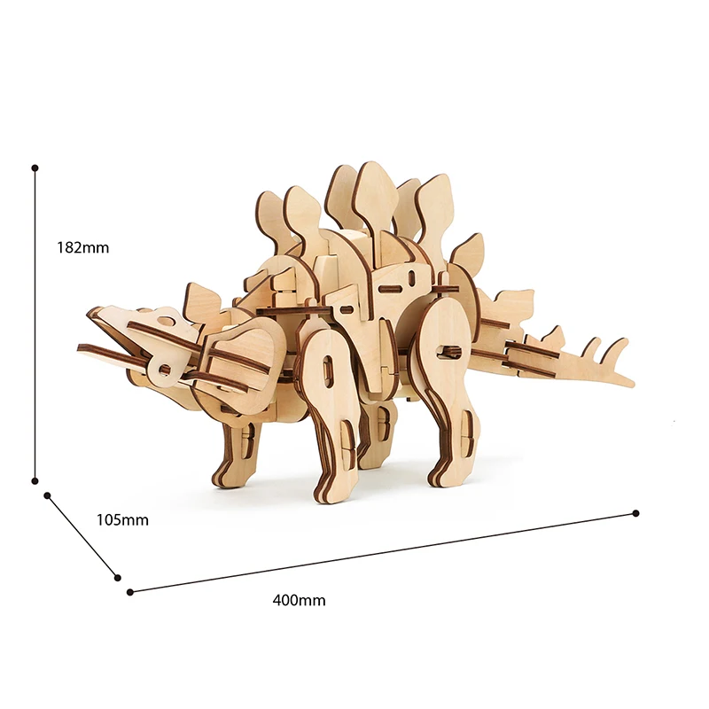 ROKR DIY Стегозавр Электрический Динозавров 3D деревянные головоломки сборка модели строительных комплект игрушки для Для детей D410 Прямая