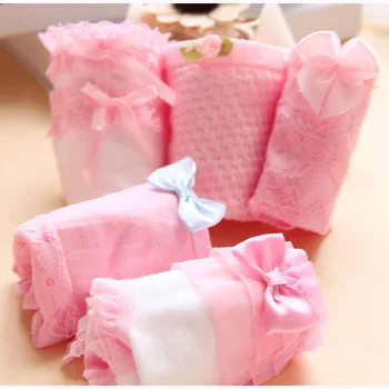 

girls underwear 5pc/bag lace cotton candy low waist briefs ladies young girl panties Teenagers 5 style lovely intimate pink