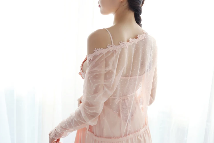 Yhotmeng2019 новая сексуальная летняя женская перспективная тонкая Красивая Ночная рубашка с открытой спиной сексуальная Длинная Розовая тонкая ночная рубашка с v-образным вырезом на бретелях