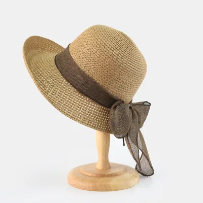 Mingjiebihuo новые модные летние пляжные женские соломенные Луки над sunhat простой милый Защита от солнца для женщин обувь для девочек шляпа - Цвет: khaki