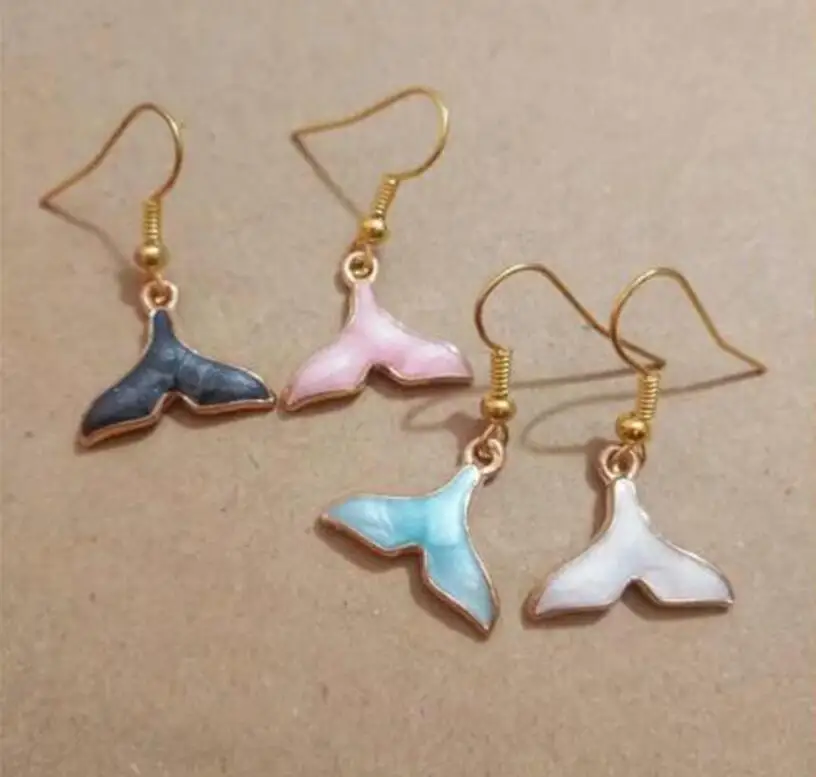 10pair New Enamel Ancient gold Mermaid tail earring, Mixed mermaid