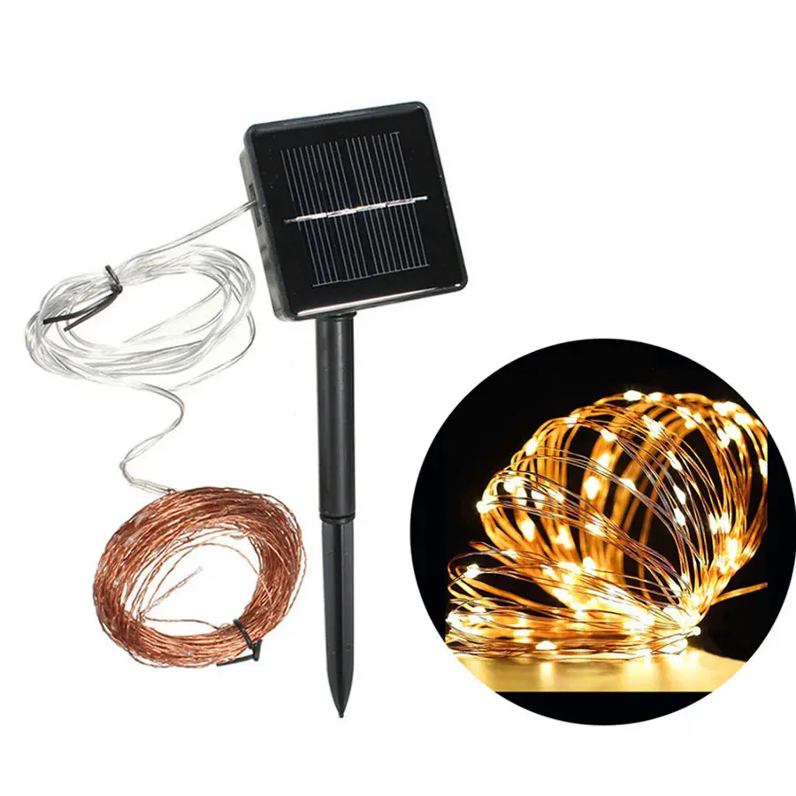 

5M 50LEDs/ 10M 100LEDs/20M 200LEDs solar powered LED Copper Wire lighting Outdoor holiday Garden party Christmas decoration lamp
