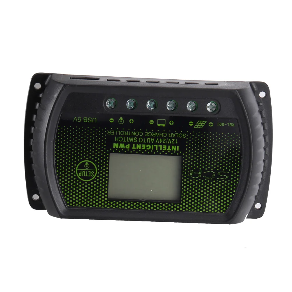 

10A 20A 30A Black Solar Power Controller Battery Charger LCD HD Display USB PWM Regulator Protection WWO66