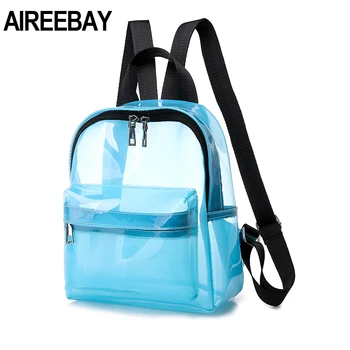 

AIREEBAY Cute Clear Transparent Women Backpacks Candy Color Student Schoolbags Fashion Teenage Girls Bags For School Bookbags
