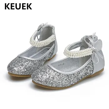 

New Girls Leather Shoes Princess Children Performance Party Student Dance Shoes Low-heeled Spring/Autumn Kids Shoes Baby 02C