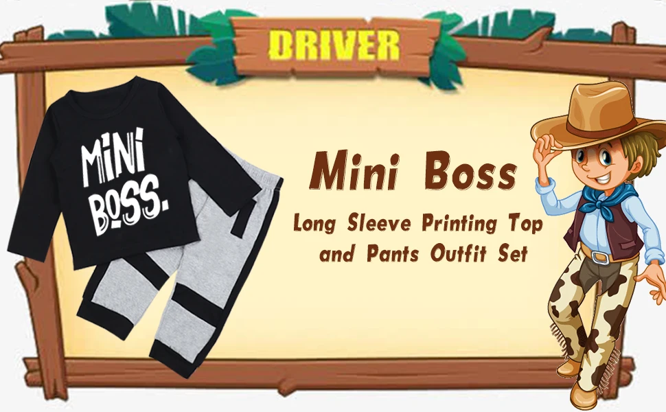 Oklady/комплект одежды для маленьких мальчиков: топ с длинными рукавами и принтом «мини босс» и штаны