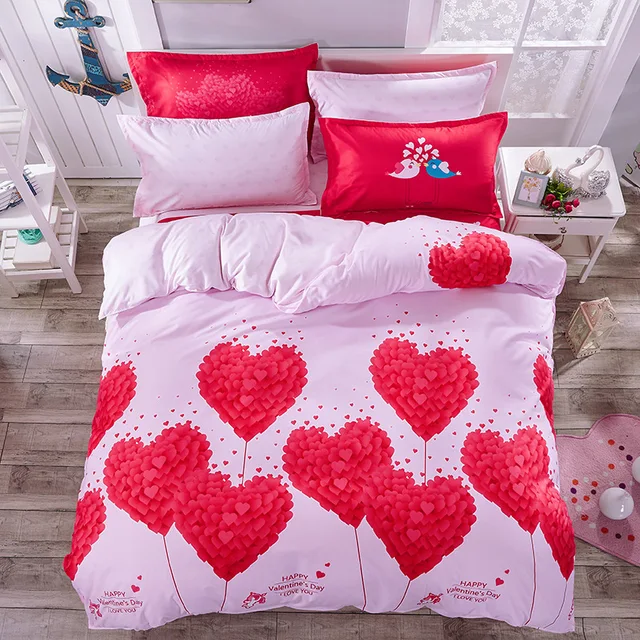 Luxury Love Heart Bedding Sets Heart Pattern Bed Linings Duvet Cover Bed Sheet Pillowcases Cover