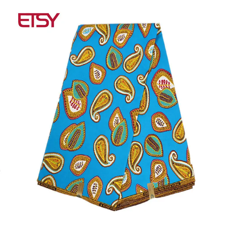 

African wax ankara print blue Real Wax 100% Cotton African Fabric Wax African new Real Dutch Printed Wax 6 yards PL538