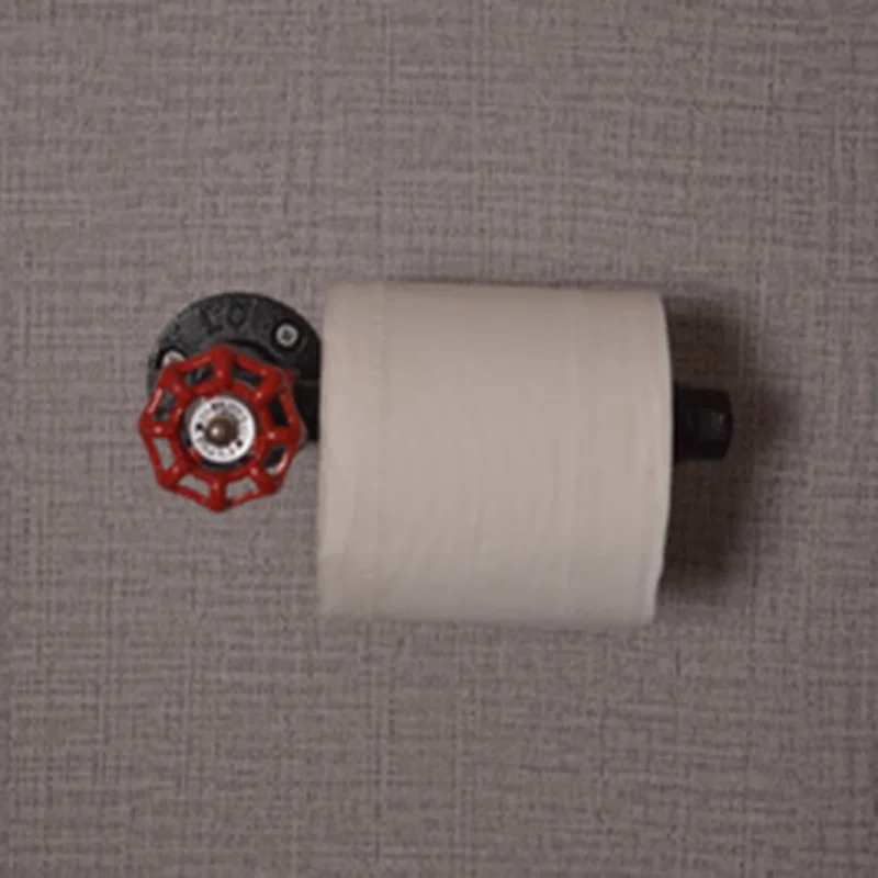 

Towel Rack Tissue Roll Shelf Industrial Style Wall Mount Iron Pipe Paper Holder