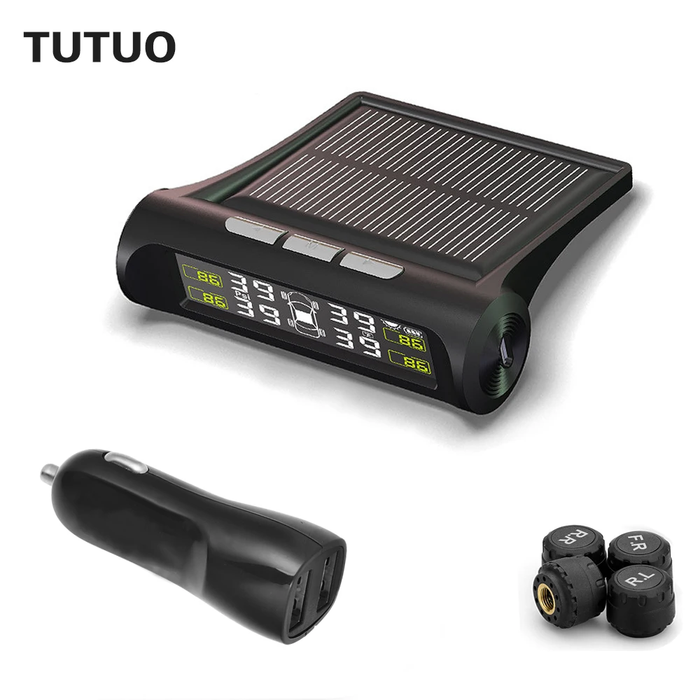 font b TPMS b font TUTUO Solar Power Car Tire Pressure Monitoring System With Car