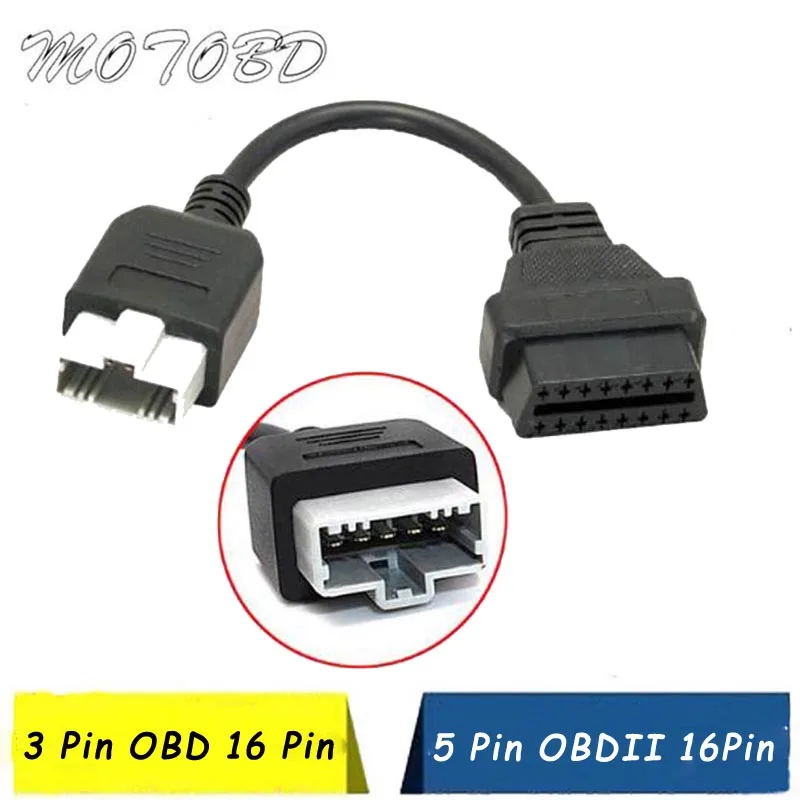 

OBD Adapter For Hnda 5Pin OBD1 to OBD2 16Pin Female Diagnostic Connector For HD 3 Pin OBD II Extension Cable