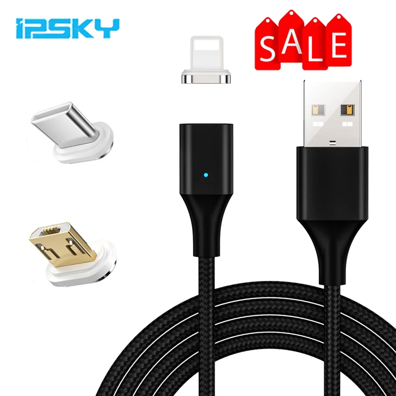 

IPSKY Micro USB Magnetic Cable 3in1 3A Fast Charging Cables Type C Cables For Samsung/Huawei/xiaomi Charger for iphone lightning