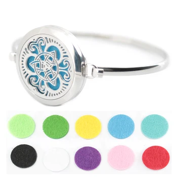 

New design 5pcs adopt Aromatherapy / 316L s.steel Essential Oils Diffuser Locket bangle 7''-8''wrist and 20pcs felt pads