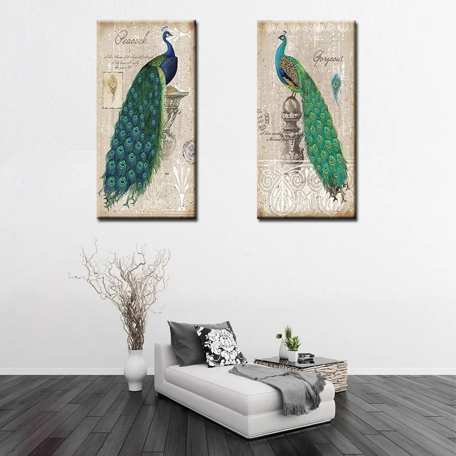 Vintage Home Decorations Two Peacocks Animals Poster Wall Art Canvas Paintings for Kitchen Dining Room Wall Decor Artwork Prints Vintage Home Decorations Two Peacocks Animals Poster Wall Art Canvas Paintings for Kitchen Dining Room Wall Decor Artwork Prints