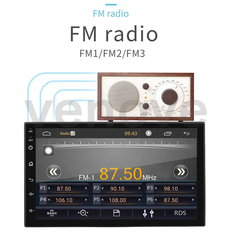 Android 8,1 7 дюймов 2 Din HD FM авто радио Мультимедиа Стерео 2Din Bluetooth зеркало, Gps, Wi-Fi, 45
