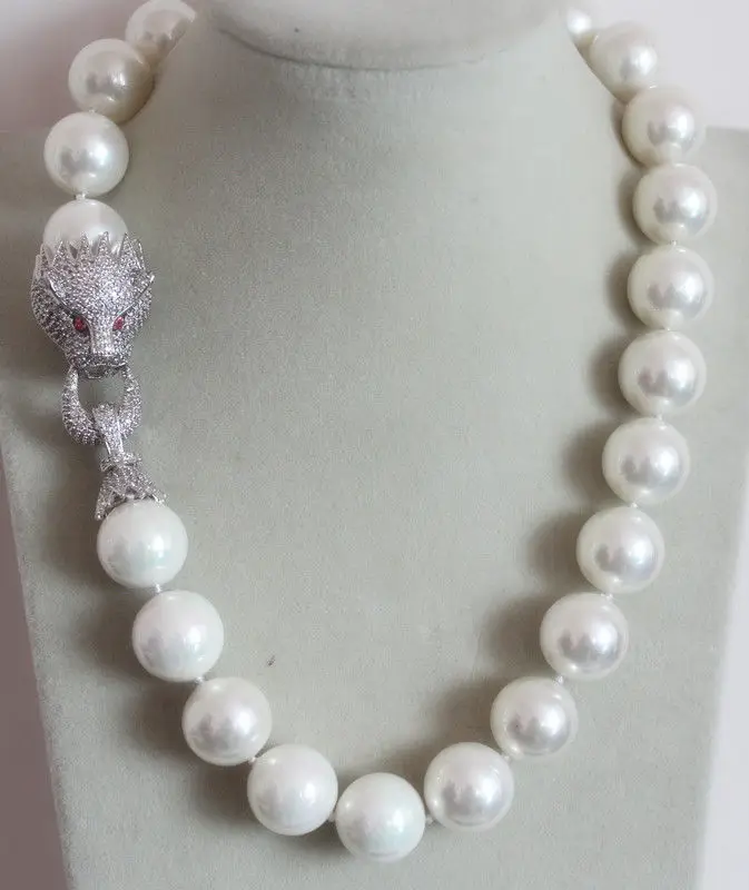 

20mm Genuine White South Sea Shell Pearl Necklace 19''