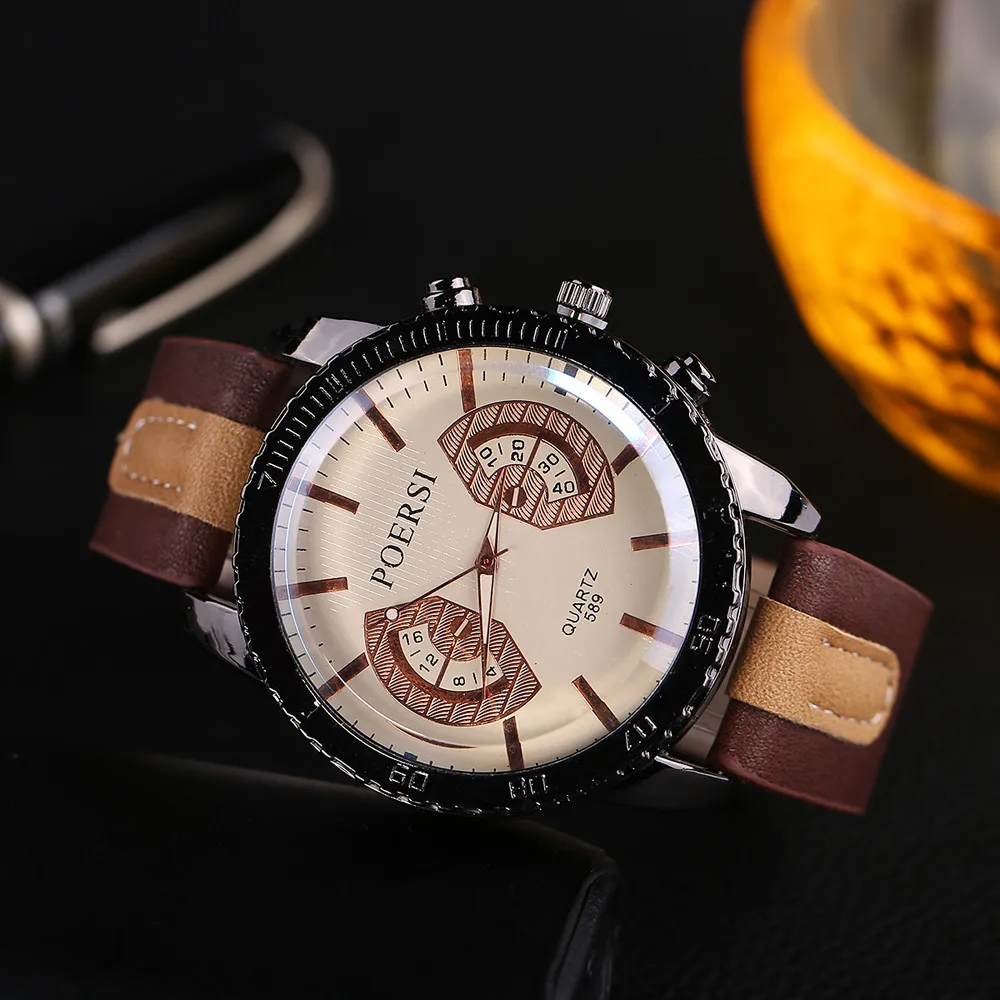 Часы для мужчин часы Роскошные Кварцевые часы из искусственной кожи спортивные наручные часы платье Relogio Masculino montre homme reloj hombre Saat