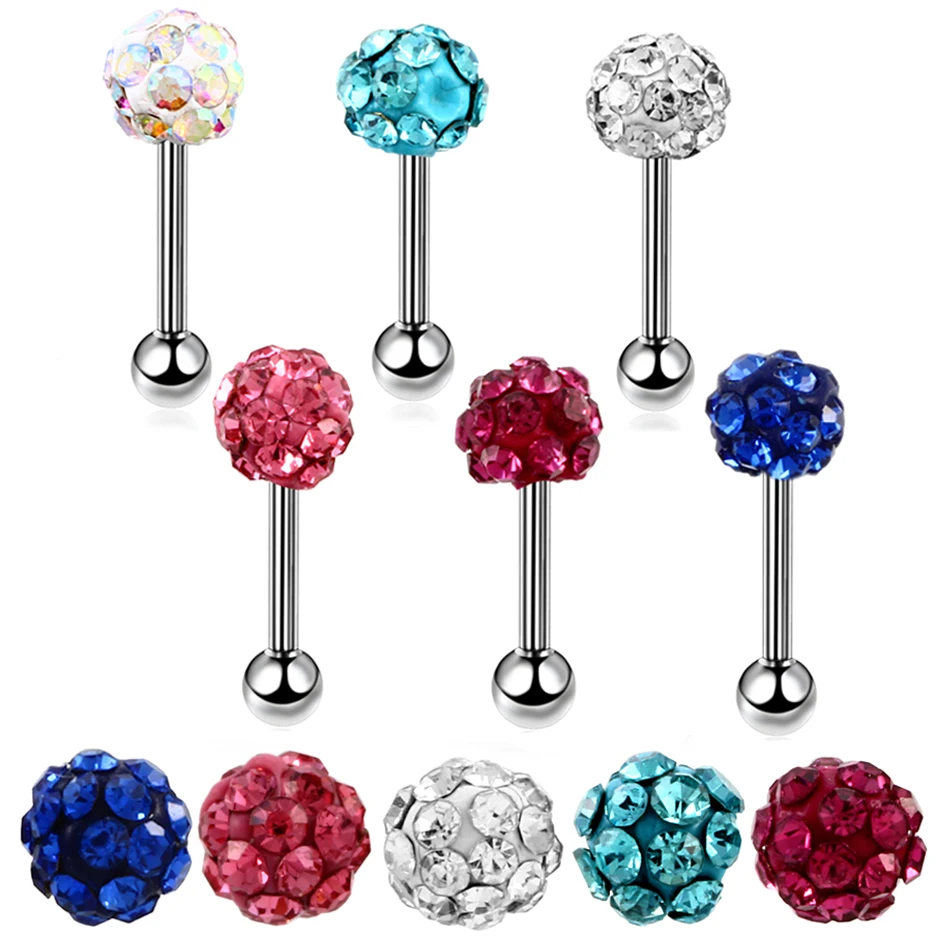 

1PC Steel with Rhinestine Ear Helix Piercing Crystal Ball Orelha Cartilagem Tragus Barbll Earrings Stud Piercing Sexy Jewelry