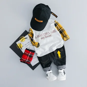 

2019 Autumn Baby Boy Girl Set Baby Clothes Cartoon Letters Cotton Casual Wear Sports T-Shirt Pants Two-piece Set