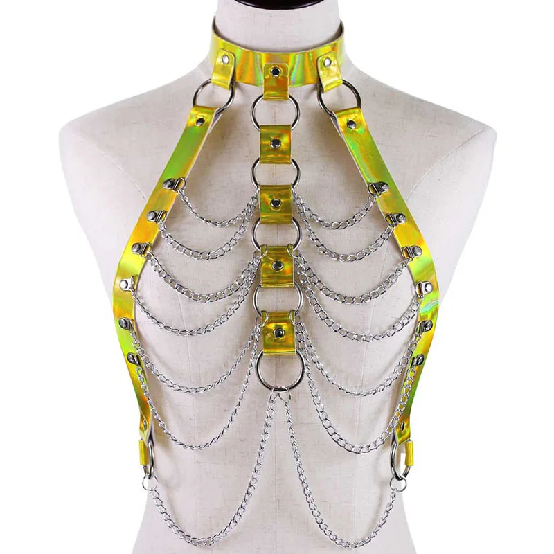 

Wholesale Sexy Bra Jewelry Bikini Layered PU Leather Harness Belts Bra Bondage Goth Suspender Punk Backless Body Jewelry Women