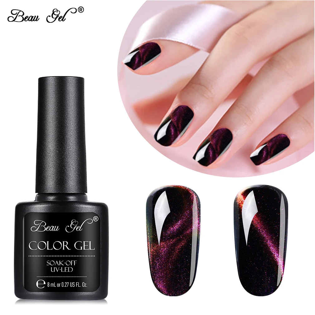 

Beau Gel Chameleon Cat Eye UV Gel Polish 3D Magnetic Soak Off Nail Gel Varnish Long Lasting Manicure Nail Art 8ml Gel Lacquer