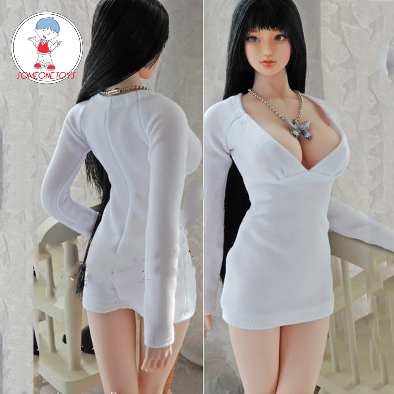 

1/6 Scale Female Sexy White Dress Model Clothes for 12 inches PH UD Girl Woman Large Breast Body Figure