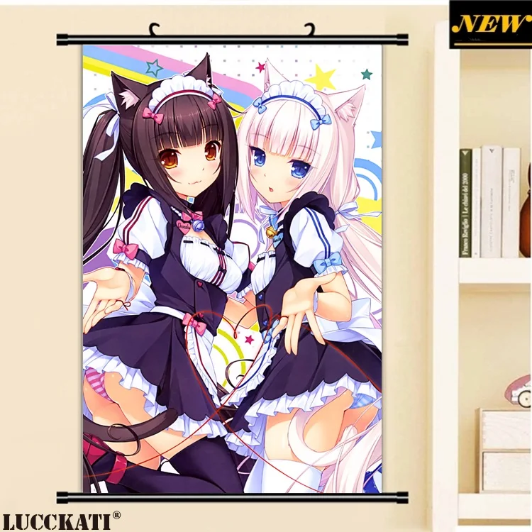 40X60 см Neko Para nekopara животные уши nekomimi хвост соски лоли мультфильм аниме Настенная картина Фреска плакат прокрутки холст живопись - Цвет: J