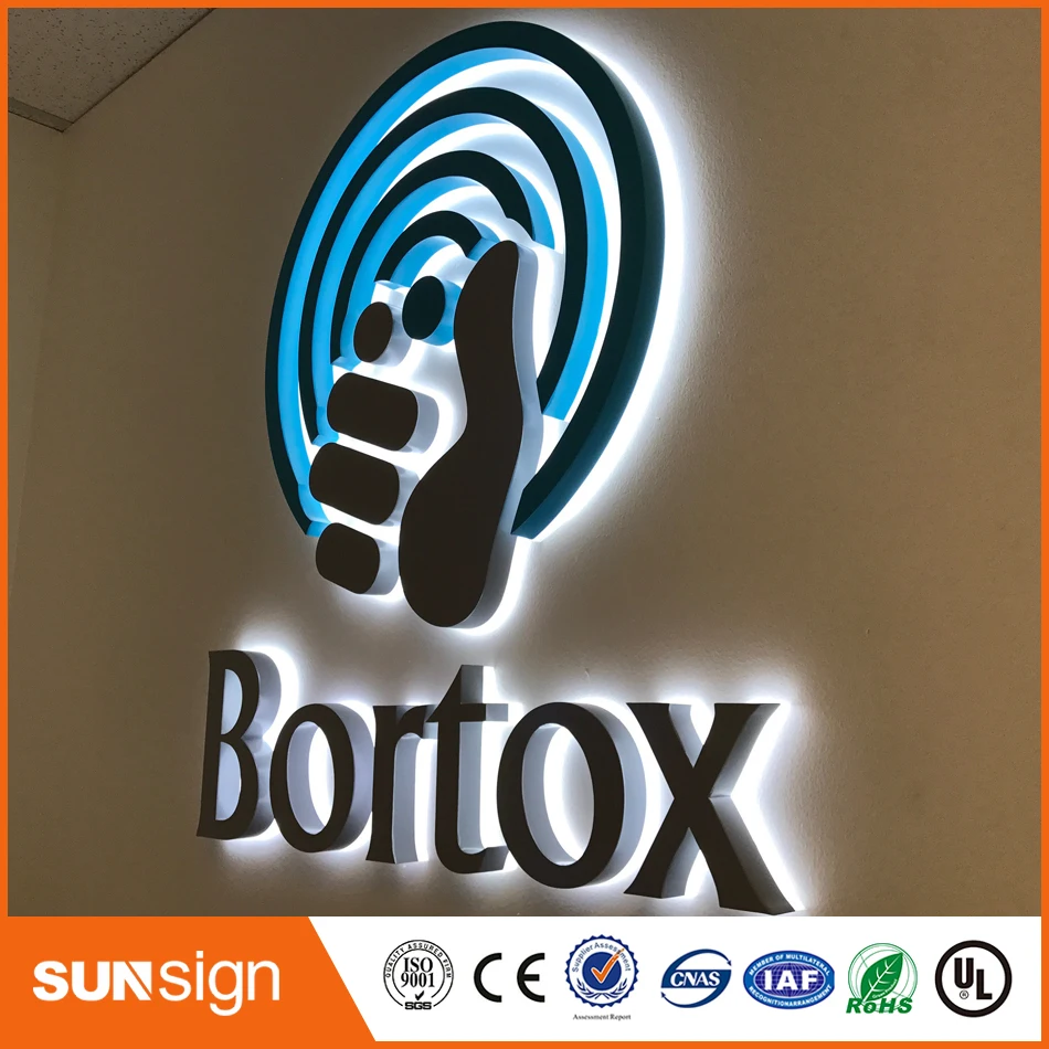 

Outdoors illuminated channel letters, stainless steel backlit led sign