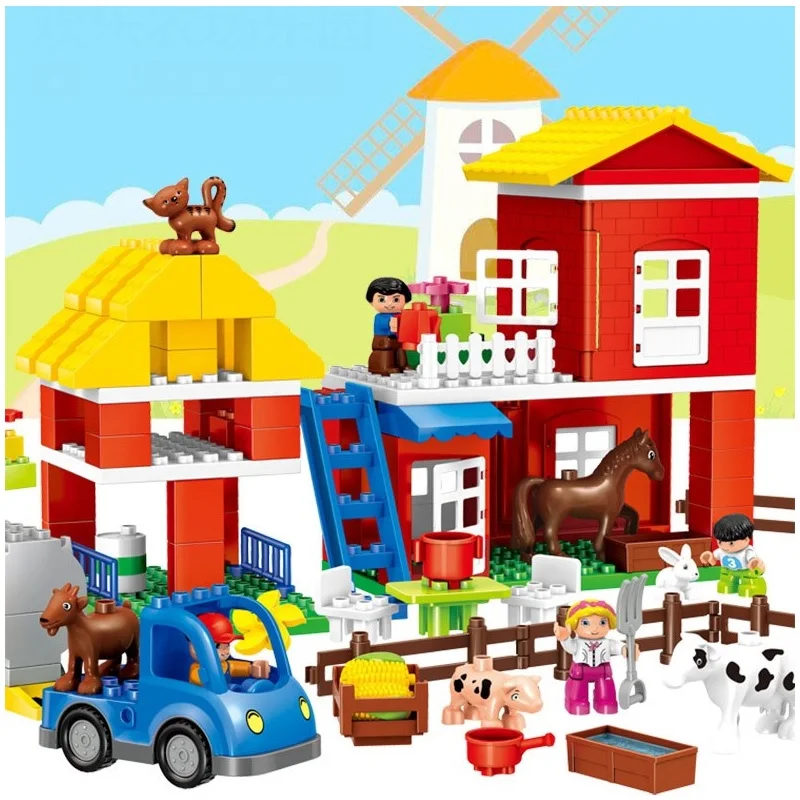 115 шт. совместимые Legoe Duploe строительные блоки игрушки для детей большие частицы