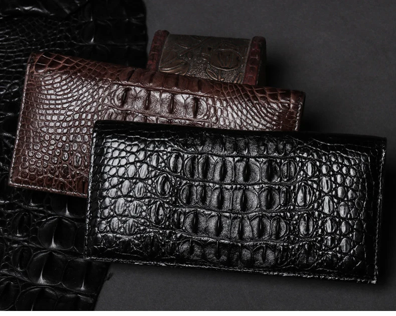 McParko кошелек из натуральной крокодиловой кожи, мужской роскошный длинный кошелек, мужской кошелек, модный держатель для карт, двойные для мужчин, бумажник из крокодиловой кожи